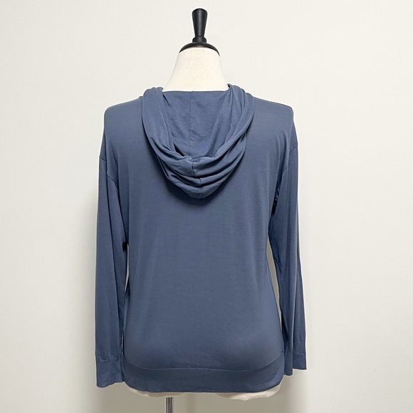 Massimo Dutti Dusty Blue Hooded Kangaroo Pocket Knit Pullover Top - Picture 7 of 9
